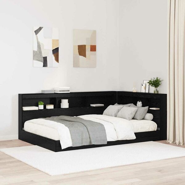 VidaXL Tároló fejtámla Fekete tölgy 207,5 x 137,5 x 76,5 cm Faanyag