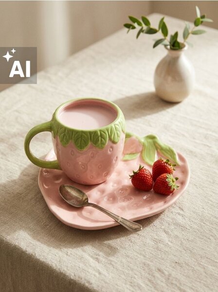 Sinsay - Kézzel festett bögre eper alakban - pasztellpink