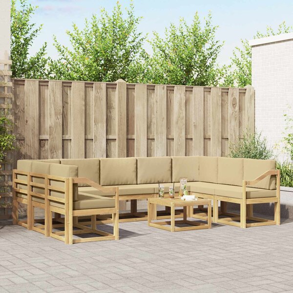 VidaXL Kültéri kanapé szett 10 pcs Fehér és Bézs 59 x 59 x 37 cm