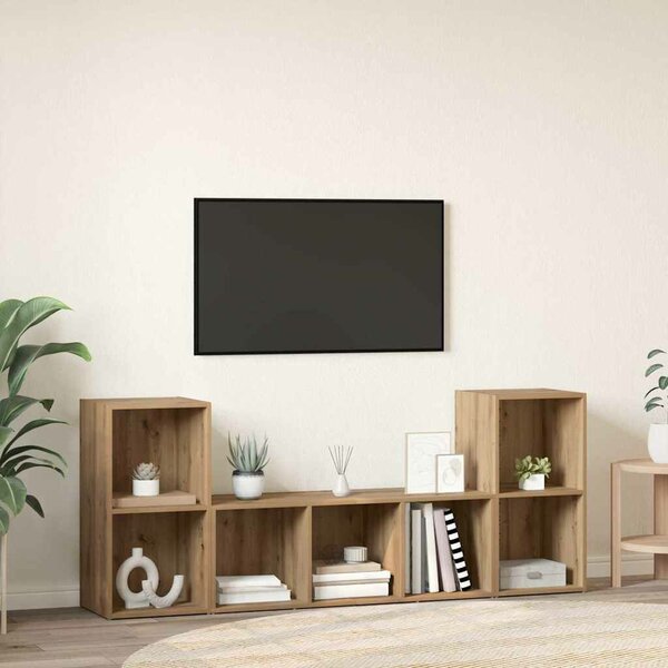 VidaXL TV szekrény garnitúra Falra szerelhető 3 pcs Barna Faanyag