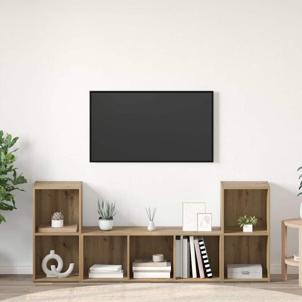 VidaXL TV szekrény garnitúra Falra szerelhető 3 pcs Barna Faanyag