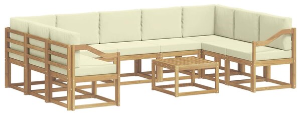 VidaXL Kültéri kanapé szett 10 pcs Fehér és Krém színű 59 x 59 x 37 cm