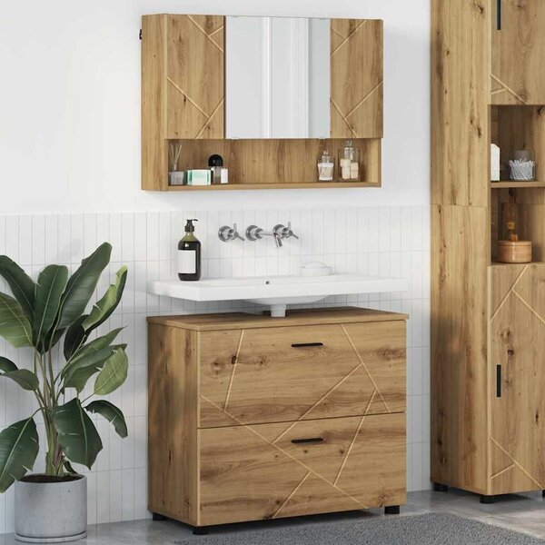 VidaXL Fürdőszoba bútor szett 2 pcs kézműves tölgy 76.5 x 35 x 64 cm
