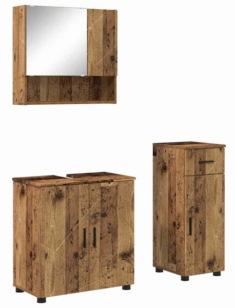 VidaXL Fürdőszoba bútor szett 3 pcs Régi fa 61 x 35 x 64 cm Faanyag