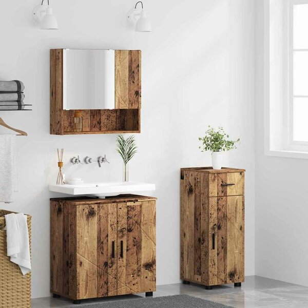 VidaXL Fürdőszoba bútor szett 3 pcs Régi fa 61 x 35 x 64 cm Faanyag