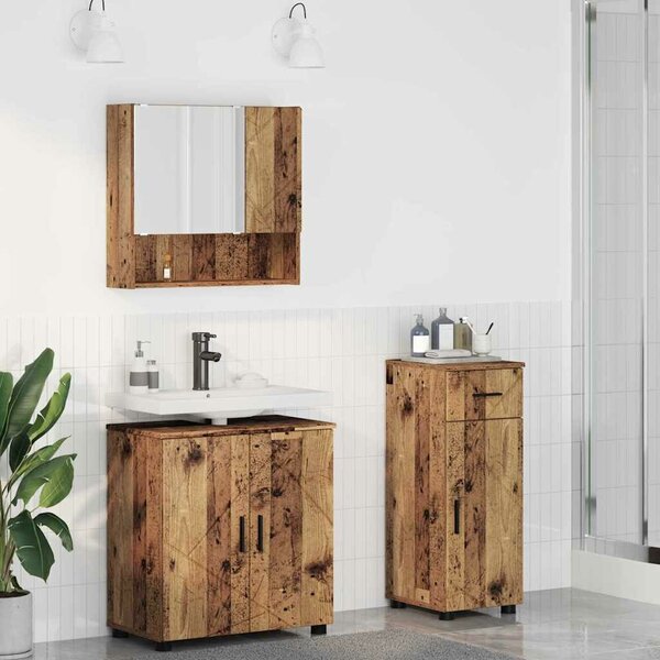 VidaXL Fürdőszoba bútor szett 3 pcs Régi fa 61 x 35 x 64 cm Faanyag