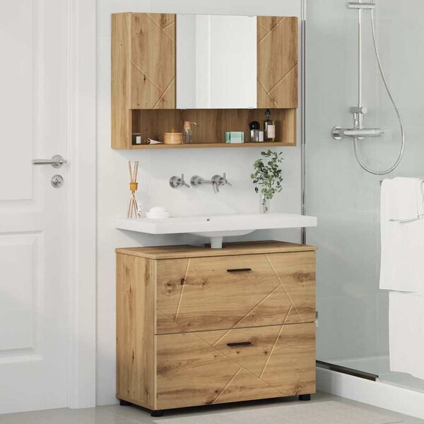 VidaXL Fürdőszoba bútor szett 2 pcs kézműves tölgy 76.5 x 35 x 64 cm