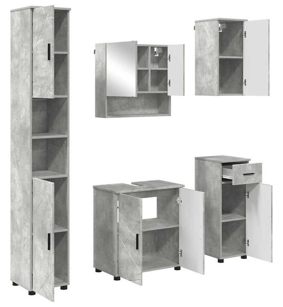 VidaXL Fürdőszoba bútor szett 5 db Beton Szürke 61 x 35 x 64 cm