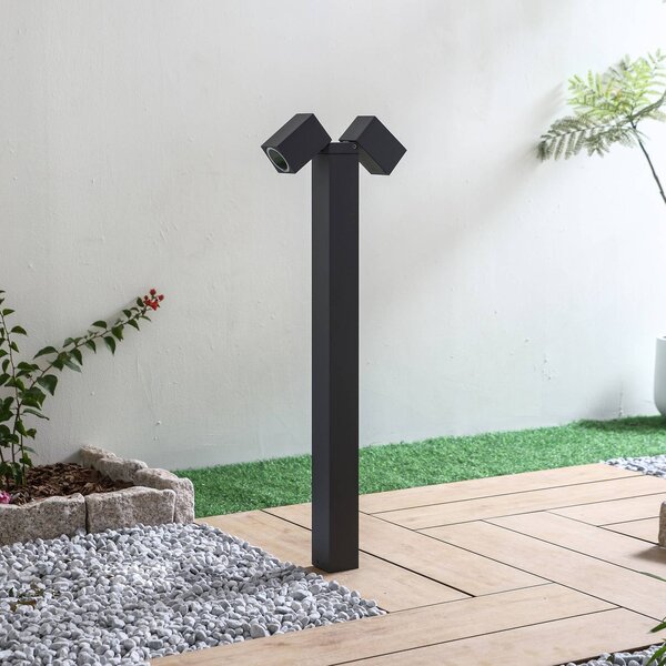 Lindby Othil ösvényvilágítás, 2-lámpás, 80 cm, antracit, fém, dimmelhető, Alu / szürke / cink, Alumínium, Modern
