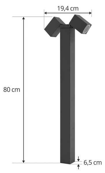 Lindby Othil ösvényvilágítás, 2-lámpás, 80 cm, antracit, fém, dimmelhető, Alu / szürke / cink, Alumínium, Modern