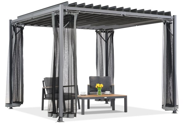 Antracit Tasos 3x3m terasz pergola szúnyoghálóval Garden Point
