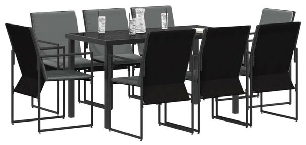 Kert étkező szett 9 pcs Fekete és Antracit 160 x 80 x 73 cm