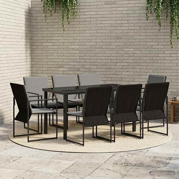 Kert étkező szett 9 pcs Fekete és Antracit 160 x 80 x 73 cm
