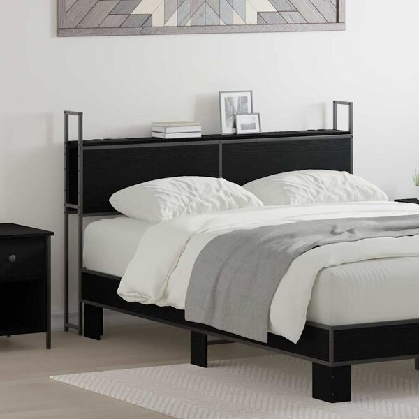 VidaXL Tárolós Fejtámla Töltő Állomással Musta tammi 150 cm Faanyag