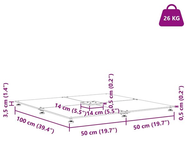 VidaXL Napernyőtalp Sötétszürke fára emlékeztető 100 x 100 x 4 cm Acél