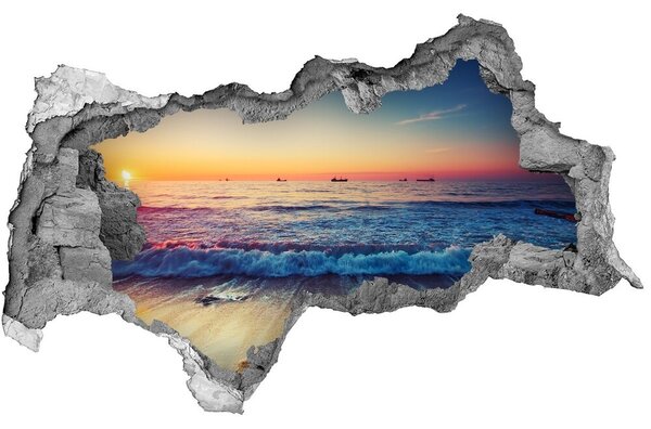 3d lyuk fal dekoráció Sunrise tenger