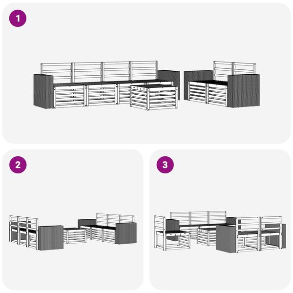 VidaXL Kültéri kanapé szett 7 pcs Természetes Tömör Akácfa
