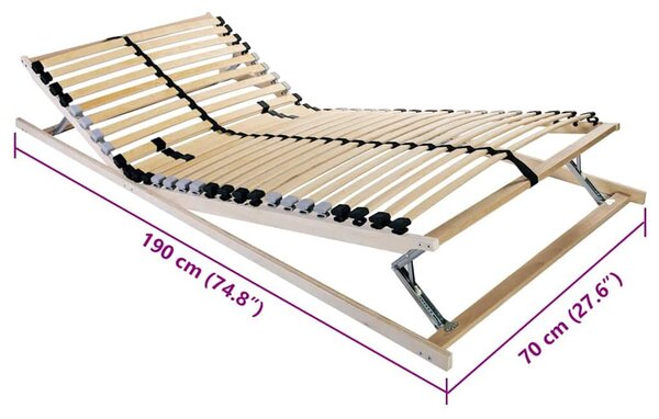 VidaXL Lécalap fejtámlával Barna 70 x 190 cm Tömör bükkfa