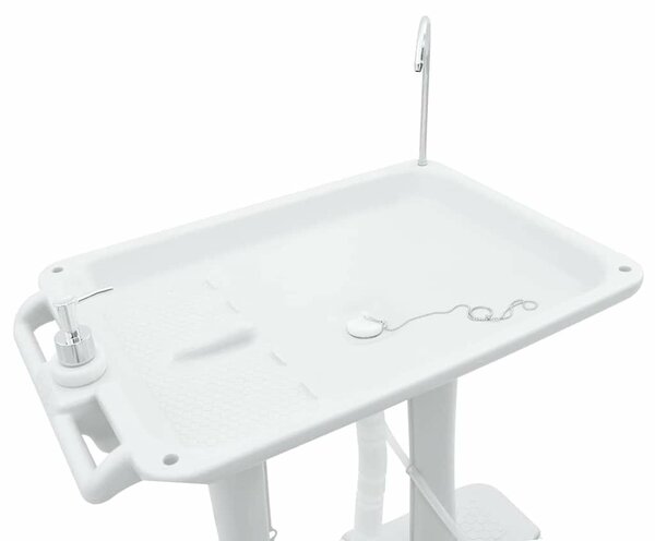 VidaXL Kemping Kézmosó Állvány Kerekekkel Szürke 72 x 42 x 103 cm