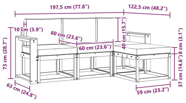 VidaXL Kültéri kanapé szett párnával 4 pcs Természetes és antracit