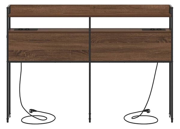 VidaXL Fejtámla LED -es lámpákkal polcokkal barna tölgy 150 cm Faanyag