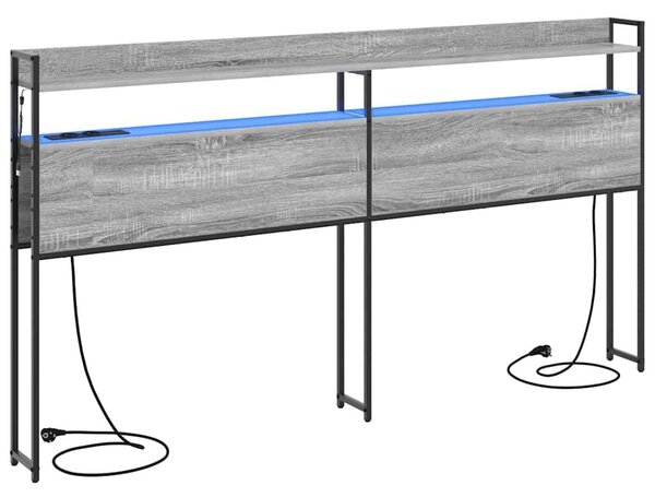 VidaXL Fejtámla LED -es lámpákkal Szürke sonoma 200 cm Faanyag