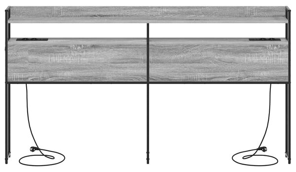 VidaXL Fejtámla LED -es lámpákkal Szürke sonoma 200 cm Faanyag