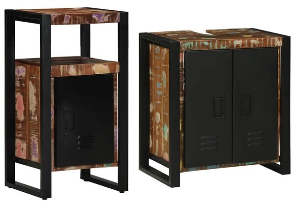 VidaXL Fürdőszoba bútor szett 2 db Több szín és Fekete 55 x 35 x 60 cm