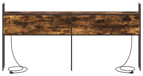 VidaXL Tárolós Fejtámla Töltő Állomással Füstölt tölgy 180 cm Faanyag