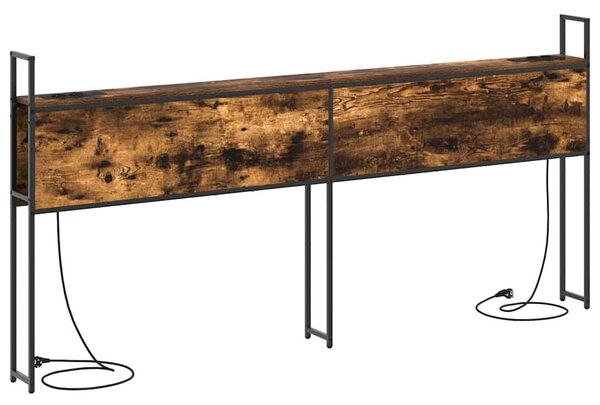 VidaXL Tárolós Fejtámla Töltő Állomással Füstölt tölgy 180 cm Faanyag