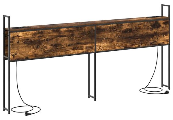 VidaXL Tárolós Fejtámla Töltő Állomással Füstölt tölgy 180 cm Faanyag