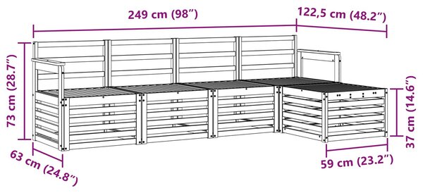 VidaXL Kültéri kanapé szett 5 pcs Természetes