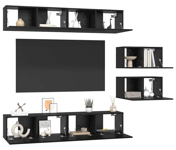 VidaXL TV szekrény garnitúra 6 pcs Fekete tölgy Faanyag