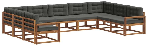 VidaXL Kültéri kanapé szett párnával 9 pcs Természetes és antracit