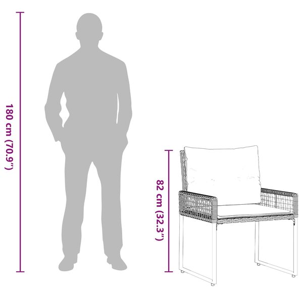 VidaXL Kültéri Bútor Szett párnával 5 pcs Fekete és Fehér