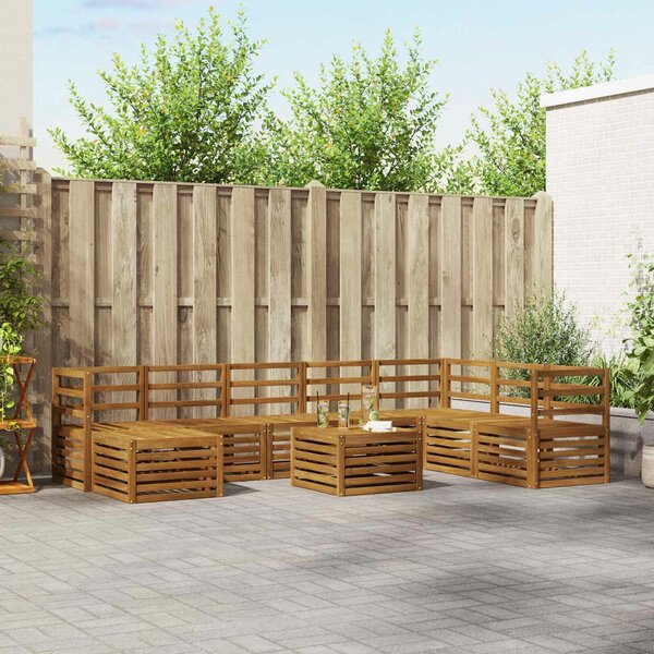 VidaXL Kültéri kanapé szett 9 pcs Természetes Tömör Akácfa