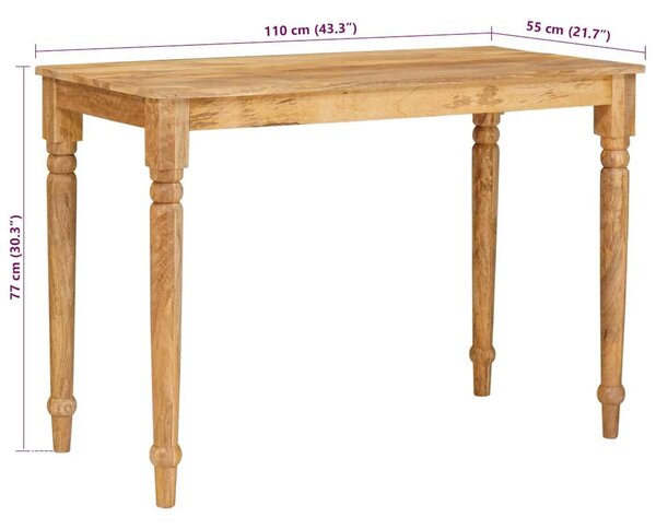 VidaXL Dohányzóasztal Barna 110 x 55 x 77 cm Tömör Mangófát