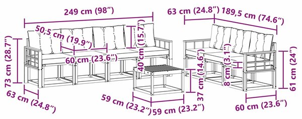 VidaXL Kültéri kanapé szett párnával 8 pcs Természetes és bézs