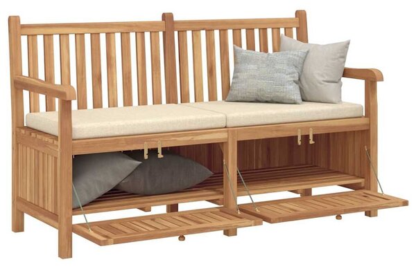 VidaXL Kerti pad tárolóval ajtóval 150 x 60 x 90 cm Tömör Teakfa
