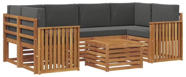 VidaXL Kültéri kanapé szett 7 pcs Természetes és antracit Tömör Akácfa