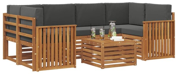VidaXL Kültéri kanapé szett 7 pcs Természetes és antracit Tömör Akácfa