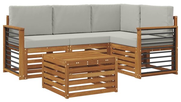 VidaXL Kültéri kanapé szett 5 pcs Természetes és Világosszürke