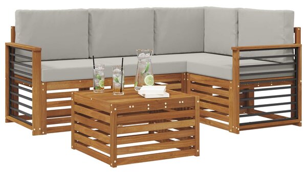 VidaXL Kültéri kanapé szett 5 pcs Természetes és Világosszürke