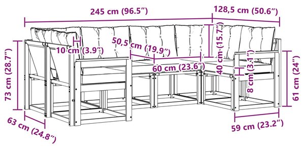 VidaXL Kültéri kanapé szett 6 pcs Természetes és Világosszürke