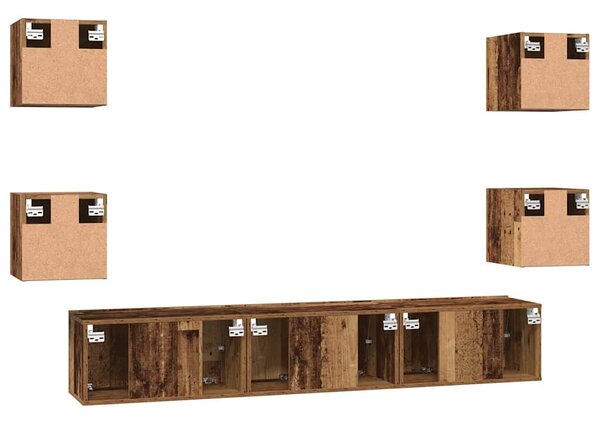 VidaXL TV szekrény garnitúra 7 pcs Régi fa 60 x 30 x 30 cm Faanyag