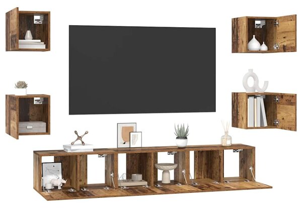 VidaXL TV szekrény garnitúra 7 pcs Régi fa 60 x 30 x 30 cm Faanyag