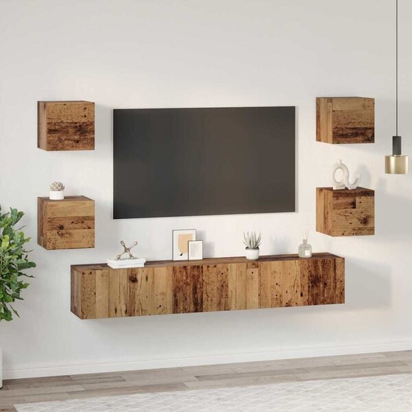 VidaXL TV szekrény garnitúra 7 pcs Régi fa 60 x 30 x 30 cm Faanyag