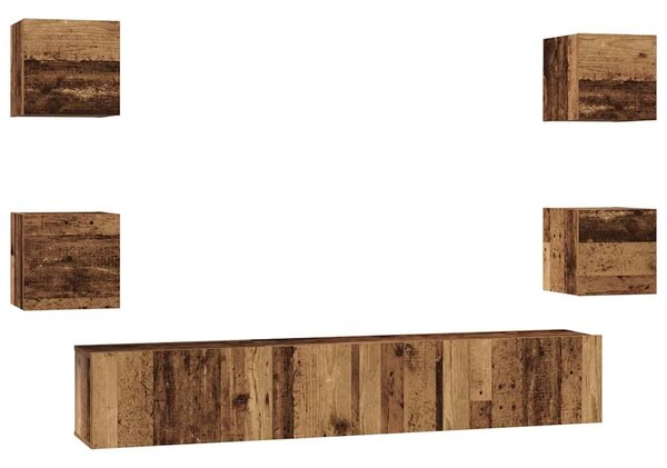 VidaXL TV szekrény garnitúra 7 pcs Régi fa 60 x 30 x 30 cm Faanyag