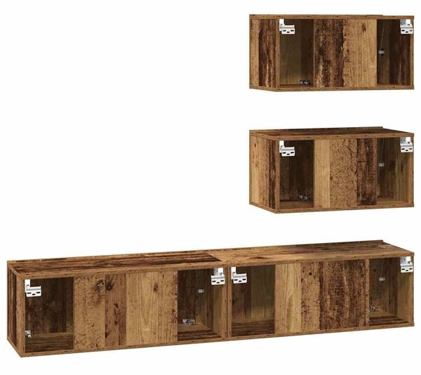 VidaXL TV szekrény garnitúra Falra szerelhető 4 pcs Régi fa Faanyag