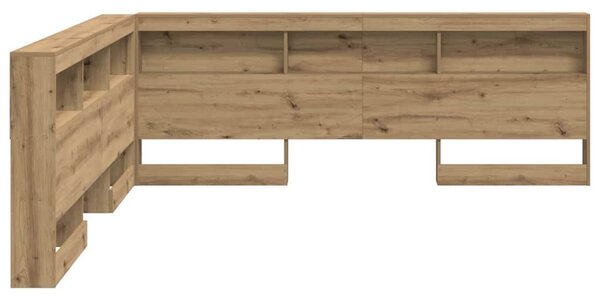 VidaXL Tároló fejtámla polcokkal kézműves tölgy 180 cm Faanyag